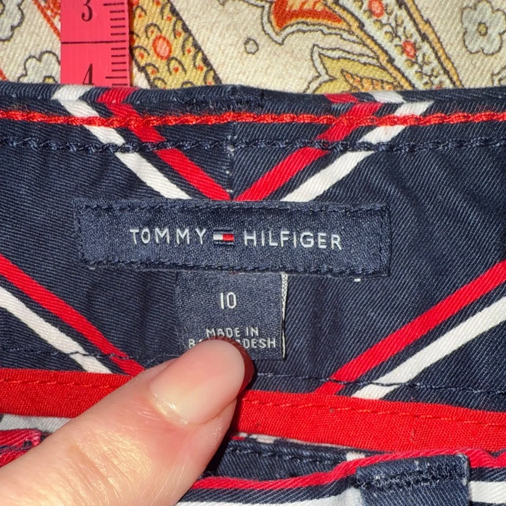 Tommy Hilfiger Striped Pants Women’s Size 10 Navy Red Cotton Stretch Trousers